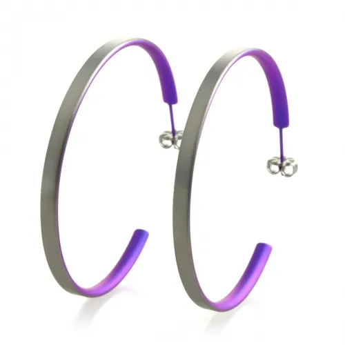Large Subtle Purple Colour Hoop Earrings